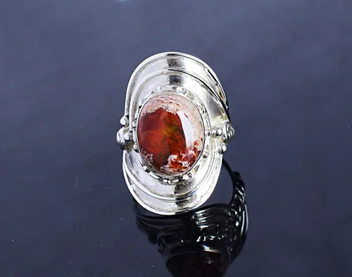 Vista 3 de Ravishing Impressions Increíble anillo de plata de ley 925 con ópalo de fuego mexicano, Piedra preciosa, Fuego mexicano, ópalo