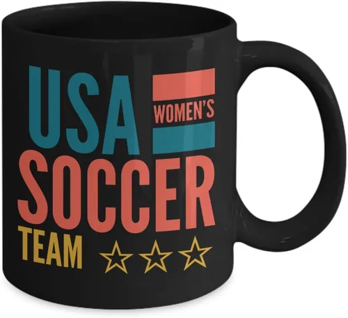 Vista 2 de Estados Unidos Mujeres Equipo de Fútbol Copa del Campeonato Mundial Futbol Taza de Cafe Vaso, taza café divertidas, tazas personalizadas, taza