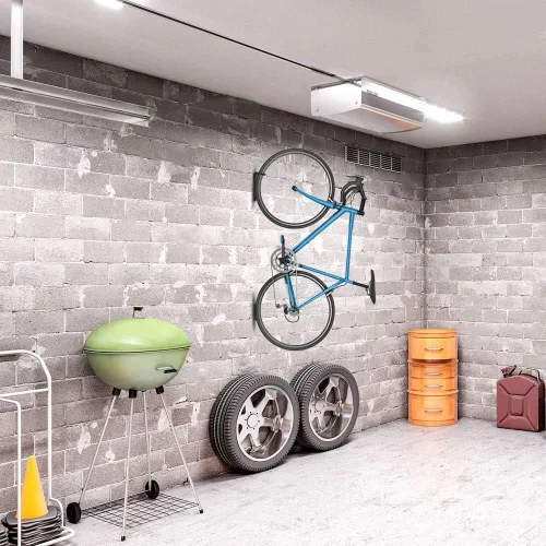 Vista 6 de Dirza Soporte de pared para bicicleta con bandeja para neumáticos, estante vertical para almacenamiento de bicicletas para interiores, garaje