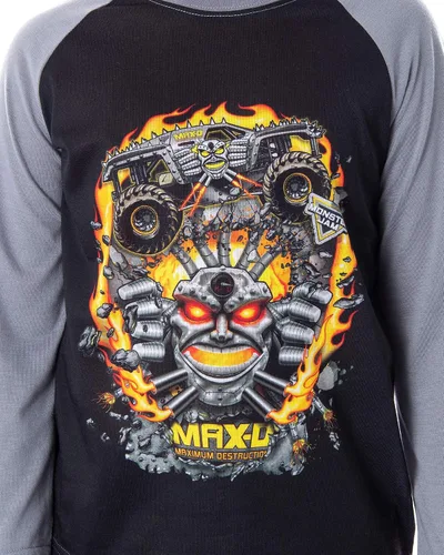 Vista 2 de INTIMO Monster Jam Trucks - Conjunto de pijama de 2 piezas para niños, máxima destrucción