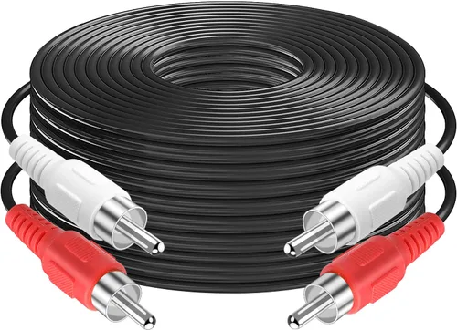 Vista 9 de Cables RCA, 2RCA macho a 2RCA macho, cable de subwoofer de audio estéreo doble blindado para cine en casa, HDTV, amplificador, sistemas de alta