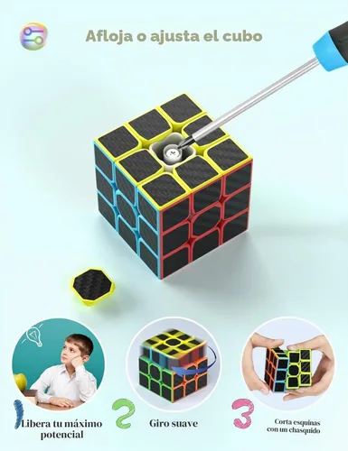 Vista 4 de ROXENDA Speed Cube Set - Paquete de cubo mágico de fibra de carbono