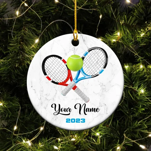 Vista 19 de Adorno plano acrílico personalizado para niña, jugador de tenis, regalo para amantes del tenis, jugador de tenis, adorno de Navidad para árbol de Tn1