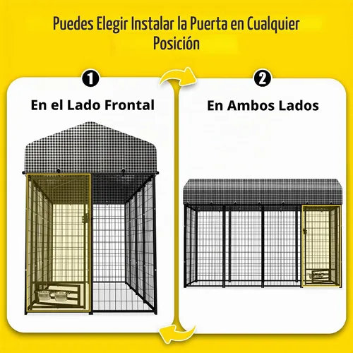 Vista 6 de Perrera para perros grandes, para exteriores, corralito para perros, casa de valla para patio, perrera resistente para perros con puerta