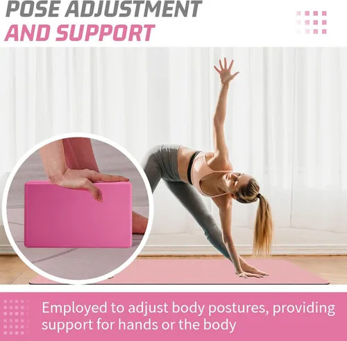 Vista 4 de Biguphate Bloques de yoga, paquete de 2 bloques de yoga de espuma EVA de soporte, sin látex, bloques de ejercicio antideslizantes, accesorios