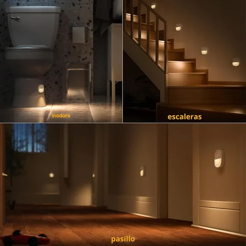 Vista 8 de Lyridz Luz nocturna recargable, luz nocturna con batería con sensor de movimiento, mini luz LED adhesiva, brillo regulable de 1-20 lm para baño