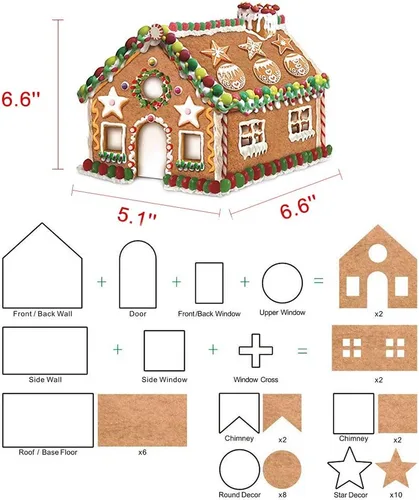 Vista 3 de Cortadores de galletas de casa de jengibre, cortador de galletas de casa de Navidad, juego de cortador de galletas de jengibre para adultos, acero