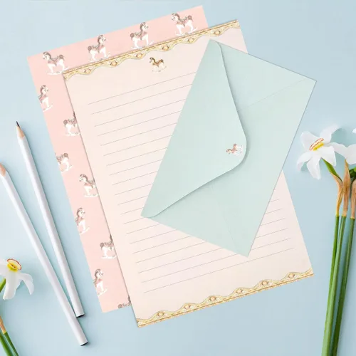 Vista 5 de KSIWRE Juego de 54 piezas de papelería con sobres, 36 papeles de escritura + 18 sobres, bonito papel de papelería forrado para escribir cartas