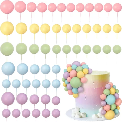 Vista 16 de 56 piezas de bolas de perlas para tarta con forma de bola, decoraciones de tarta con bolas de perlas para tarta de cumpleaños, boda, suministros