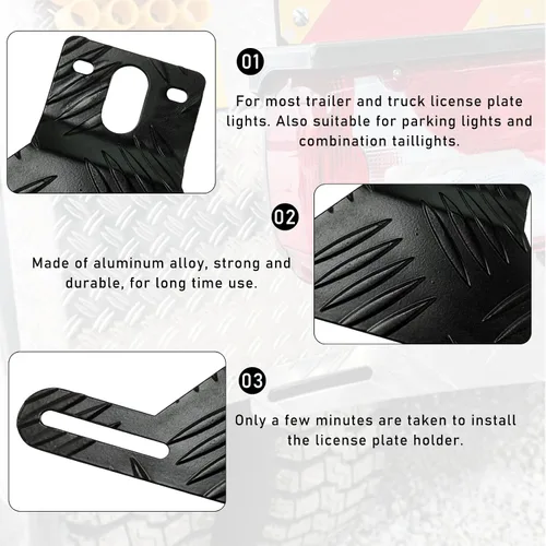 Vista 5 de Kewucn Soporte de luz de aluminio para matrícula de automóvil, soporte para placa de matrícula y montaje de luz, accesorios exteriores universales