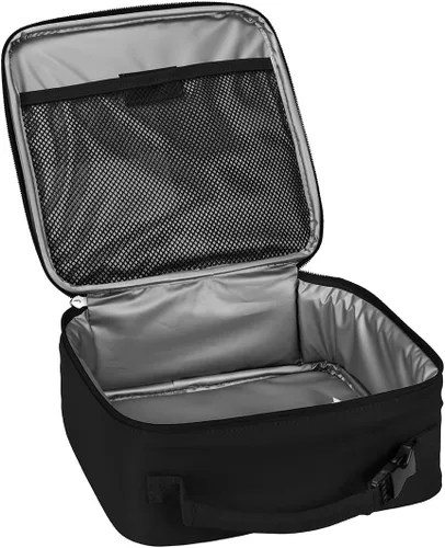 Vista 6 de Bolsa de almuerzo LEGO, duradera y aislada, con bolsillo de malla y compartimento con cremallera, perfecta para comidas sobre la marcha, negra Negro
