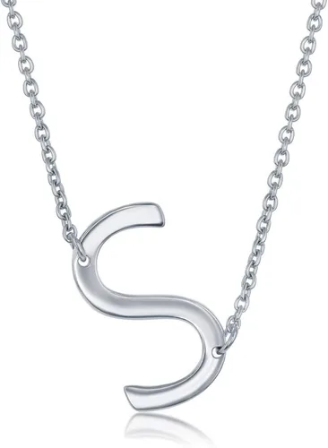 Vista 33 de Dainty Sideways Initial Necklace for Women – Sterling Silver or 14K Gold Plated 20mm Alphabet Letter Pendant