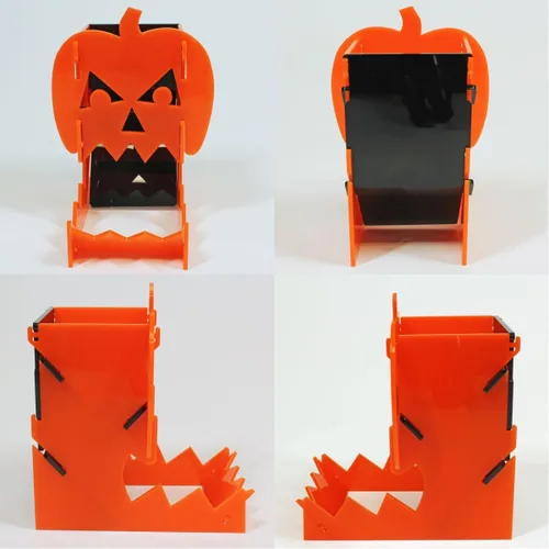 Vista 4 de LITKO Torre de dados con temática de terror Rodillo de dados Vaso de dados Bota de dados TTRPG Juegos de mesa (Jack-O-Lantern) Contains