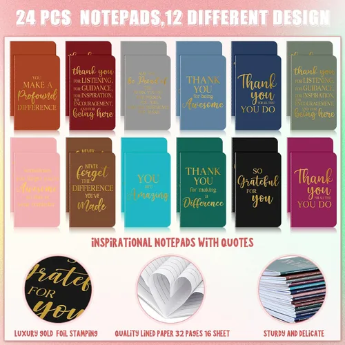 Vista 3 de Ragnhild 48 piezas de regalos de agradecimiento a granel, bolígrafos motivacionales, libretas inspiradoras, mini cuadernos motivacionales, regalos