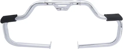 Vista 4 de 1 1/4 "Bigote Motor Guard Highway Crash Bar para Harley Softail Fat Boy 2018-posterior Chrome Mate negro
