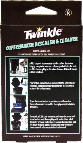 Vista 2 de Twinkle Limpiador y descalcificador para cafetera, compatible con Mr. Coffee y todas las unidades de goteo automáticas (paquete de 2)