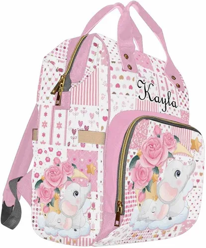 Vista 3 de MyPupSocks Bolsa de pañales personalizada, bolsa de hombro verde plam, bolsa casual, Multi02, Mochilas Daypack