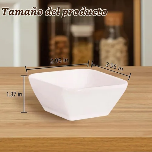 Vista 4 de Juego de 6 cuencos de cerámica ultra fuertes de 3 onzas, mini tazón de plato de salsa de soja, servidor de condimentos, se puede utilizar para salsa
