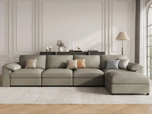 Vista 47 de EASE MOOSE Sofá modular seccional, sofá en forma de U para sala de estar Beige