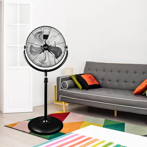 Vista 6 de Vie Air Ventilador de Tambor Pedestal Industrial de Servicio Pesado de 20" de Metal Potente y Silencioso de Alta Velocidad con Inclinación de 360