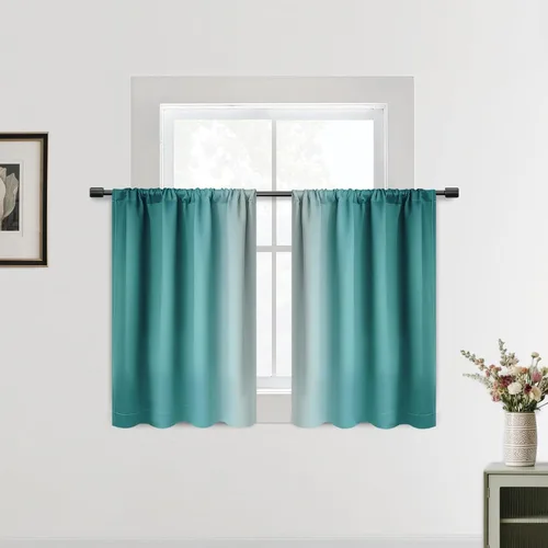 Vista 70 de SimpleHome Cortinas Pequeñas Negras Impermeables con Bolsillo para Barra Suave para Cocina, Cortinas Impermeables con Bolsillo para Barra