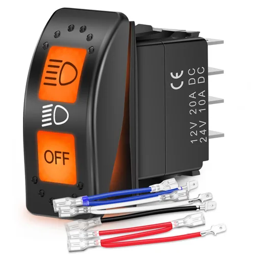 Vista 18 de Nilight - Interruptor basculante de luces de respaldo para UTV, encendido/apagado, interruptor de barra de luz LED de 5 pines SPST