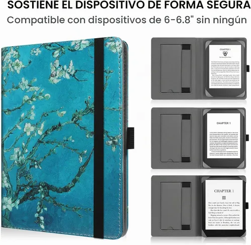 Vista 5 de HGWALP Funda universal para lectores electrónicos de 6-6.8-7 pulgadas, funda Paperwhite con correa de mano compatible con todos los libros