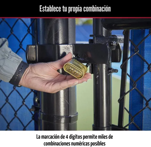 Vista 3 de Master Lock Candado de combinación de latón para uso en interiores y exteriores con combinación reajustable para casillero de gimnasio, puerta