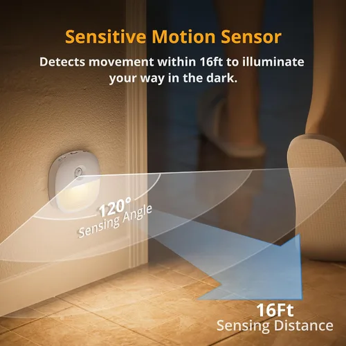 Vista 3 de Lyridz Luz nocturna recargable, luz nocturna con batería con sensor de movimiento, mini luz LED adhesiva, brillo regulable de 1-20 lm para baño