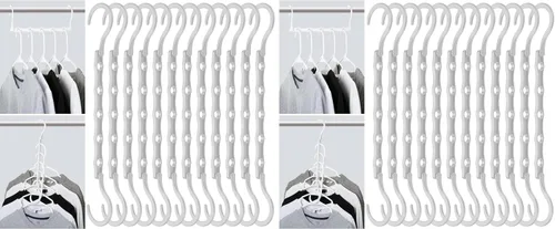 Vista 11 de Mr. Pen - Perchas de ahorro de espacio para ropa, 12 piezas, color negro, perchas de plástico para ropa que ahorran espacio, 5 ranuras, ganchos