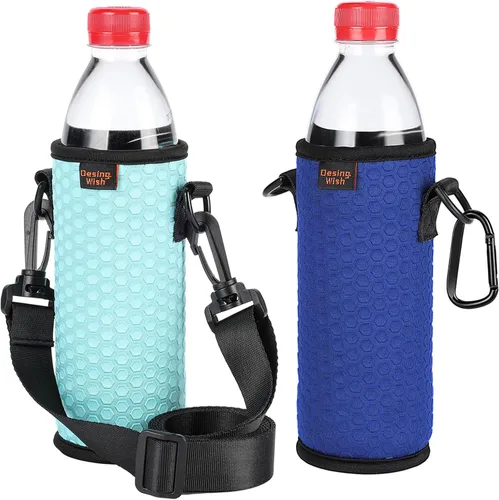 Vista 11 de Fundas aislantes portátiles de plástico de 16.9 onzas, fundas aislantes de 16, 17, 18 onzas, soporte para botellas/latas con correa para el hombro