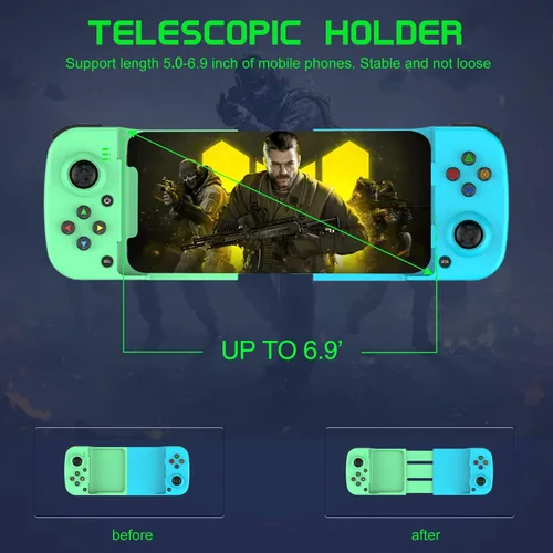 Vista 3 de Mobile Game Controller Gamepad for iPhone iOS Android PC Works with iPhone 1514131211X, iPad, Samsung Galaxy, TCL, Tablet, Call of Duty, Roblox