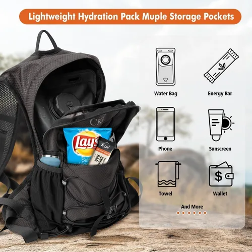 Vista 3 de Mochila de Hidratación Paquete de Hidratación Mochila de Agua con Bolsa de Hidratación de 2L (70 onzas) para Hombres Mujeres Niños para Correr