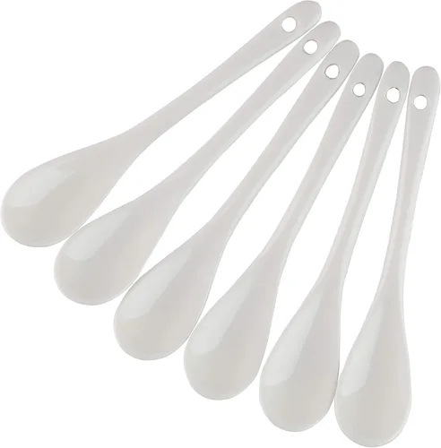 Vista 8 de Juego de 12 cucharas de huevo para huevos hervidos suaves, café, té, postres de cerámica Cucharas de huevo 12