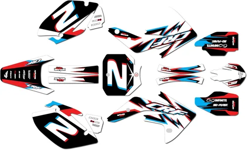 Vista 6 de Kit de gráficos para Honda CRF150R (2007-2023) Serie VIZION Azul 09 Mil - Kit de calcomanías gráficas personalizadas de carreras de motocross, sin