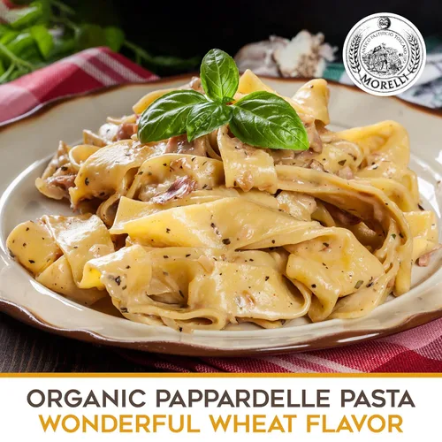 Vista 3 de Morelli Pappardelle - Pasta orgánica con germen de trigo - Pasta importada de Italia, pasta de fideos Pappardelle, fideos anchos, 17.6 oz (500 g)