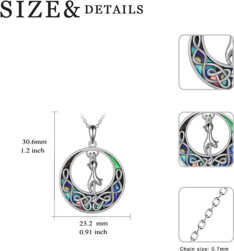 Vista 3 de WINNICACA Collar de concha de abulón de plata de ley con colgante de abulón para mujer con colgante de murciélagogatocaracolfantasmahallowen