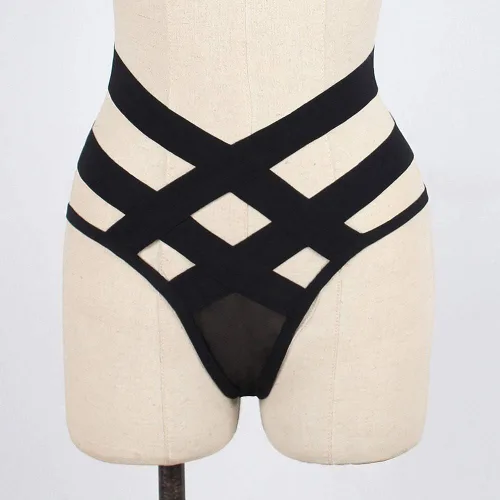 Vista 6 de Tangas sexys para mujer, bragas sexuales traviesas con tiras recortadas en T, braga de arneses de bondage, lencería atrevida