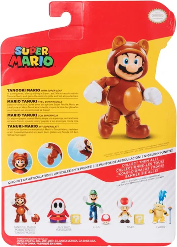 Vista 7 de Super Mario Figuras de acción de 4" Tanooki Mario con hoja