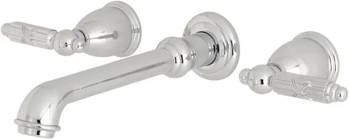 Vista 5 de Kingston Brass KS7128GL - Grifo georgiano para fregadero de pared, alcance de boquilla de 10-7/16 pulgadas, níquel cepillado