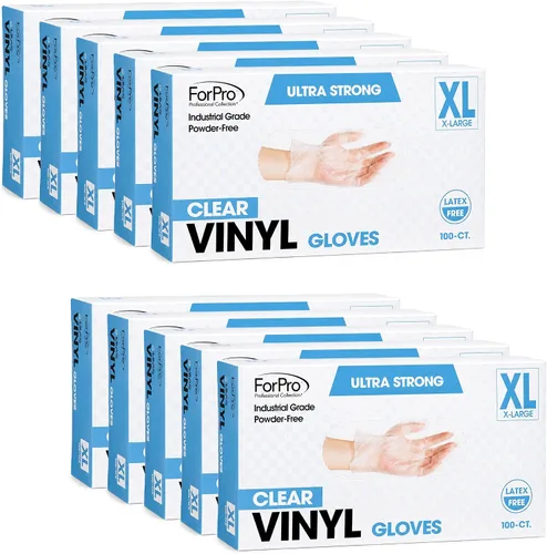 Vista 12 de ForPro Disposable Vinyl Gloves, 3.9 Mil, Powder & Latex-Free, Food Safe Negro