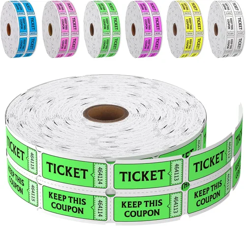 Vista 11 de Boletos para rifas de doble rollo 8000 boletos 50/50 para eventos, entrada, premio de clase, recaudación de fondos y premios