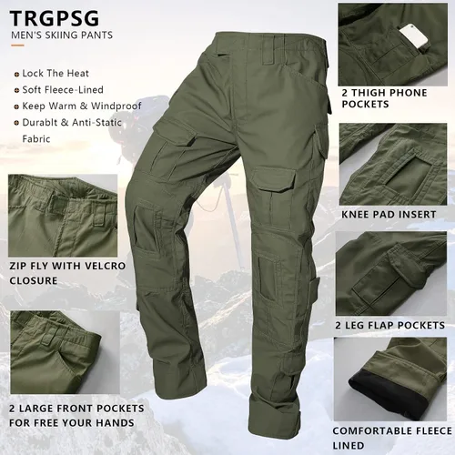 Vista 4 de TRGPSG Pantalones tácticos para hombre, pantalones de senderismo, pantalones cargo de camuflaje militar, pantalones de trabajo casuales