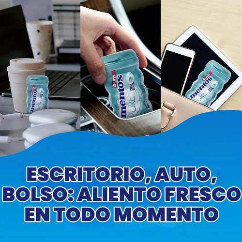 Vista 6 de Mentos Chicle Pure Fresh sin azúcar con xilitol, gaulteria, a granel, botella de 50 piezas (paquete de 6)