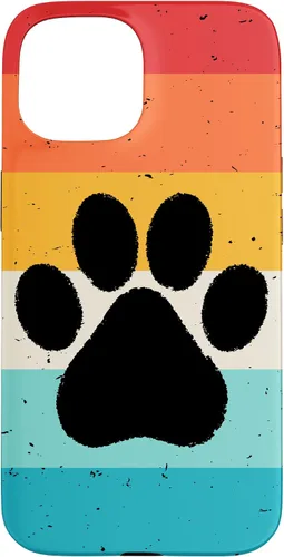 Vista 6 de iPhone 16 Gato Perro Paw Print en estilo retro Vintage Case