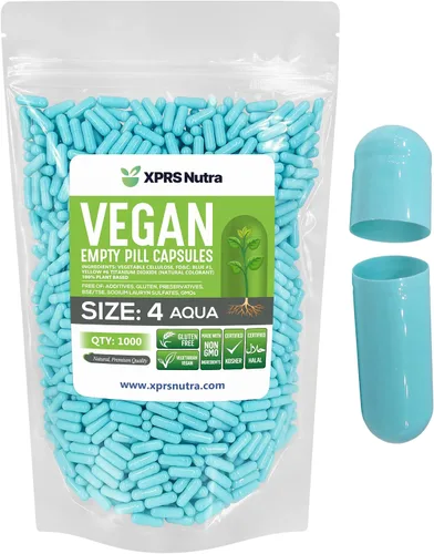 Vista 7 de XPRS Nutra Tamaño 4 Cápsulas vacías - 100 unidades de pequeñas cápsulas veganas vacías - Píldoras vegetarianas DIY para rellenar con vegetales - Agua