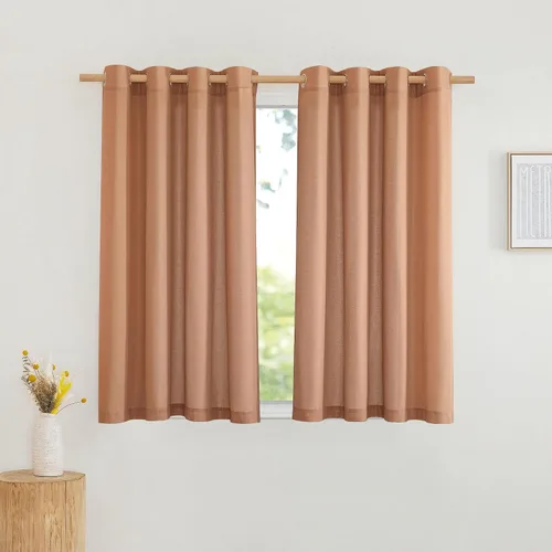 Vista 150 de NICETOWN - Cortinas de lino angora para ventana de cocina sobre el fregadero, con ojales, lino grueso angora, tratamientos cortos para ventanas