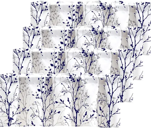 Vista 17 de Luvyohmee Cortina de cenefa estampada con ramas de árbol, cenefa de cocina de 18 pulgadas de largo, color negro, cenefas de ventana grises