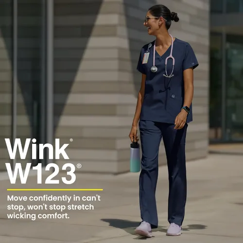 Vista 10 de WonderWink pantalones de cargo de frente plana para mujer Gris carbón jaspeado