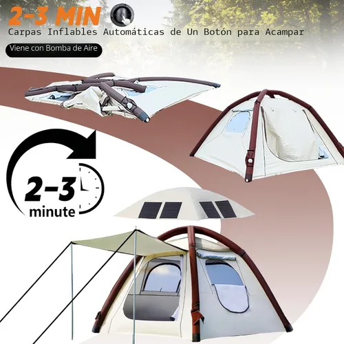 Vista 5 de Automatic Tents for Camping 4 Person with Rechargeable Device, Portable Carry 4000mm Waterproof & UV Protection Pop Up Tent, Easy Setup Instant